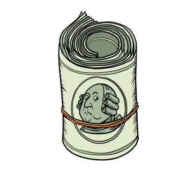 One hundred dollars bundle of banknotes gum Stock Illustration