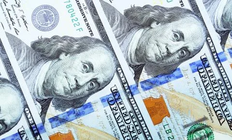 One hundred dollars. Close up. Stock Photos