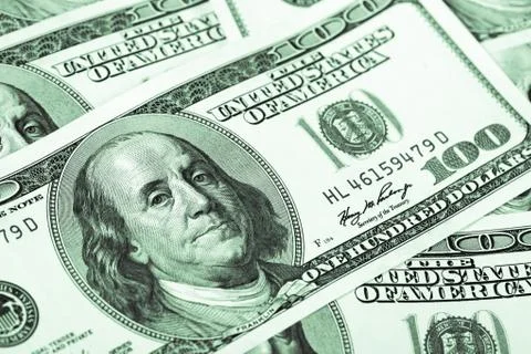 One hundred dollars. Macro. Stock Photos