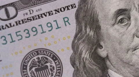 One hundred dollars money with the image of Benjamin Franklin camera motion. Video stock 62845652