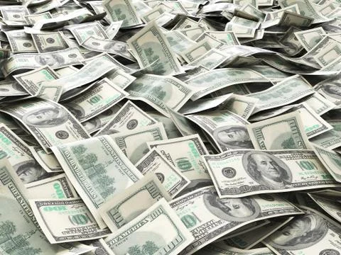 One hundred dollars pile as background. Illustrazione stock