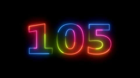 One hundred five number neon glowing light Stock Illustration