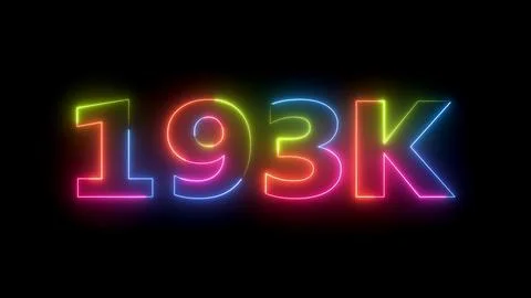 One hundred ninety three k neon glowing number Illustrazione stock