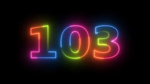 One hundred three glowing neon light number Vidéo 330556867