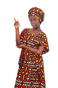With one idea in mind, a vibrant wax print outfit Stock Photos