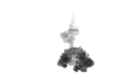 One ink flow, infusion black dye cloud or smoke, ink inject on white in slow Stock Footage