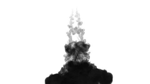One ink flow, infusion black dye cloud or smoke, ink inject on white in slow Stock Footage
