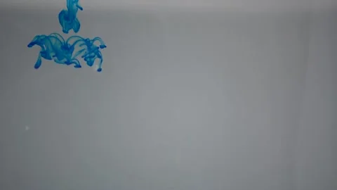 One ink flow, infusion blue dye cloud or smoke, ink inject on white in sl Stock-Footage 141797461