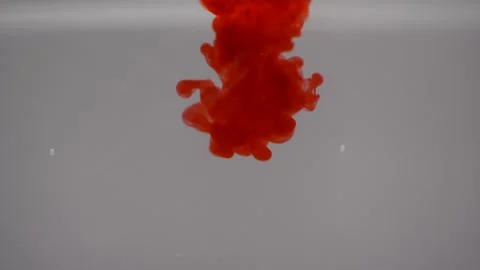 One ink flow, infusion red dye cloud or smoke, ink inject on white in sl Видео 141796505