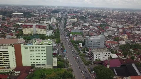 One of the intersections and the MRT line in the city airport Stock Footage 241543582