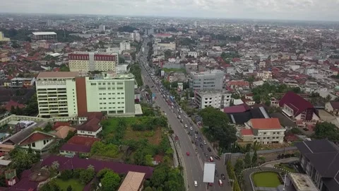 One of the intersections and the MRT line in the city airport Stock Footage 241543590