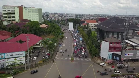 One of the intersections and the MRT line in the city airport Stock Footage 241543691