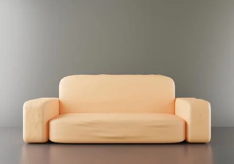 One isolated couch sofa bed in room premium color background, Sofa orange c.. Stock Photos