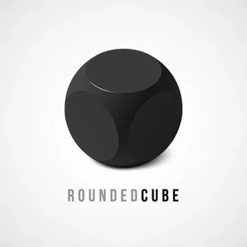 One isometric black cube with rounded edges and angles, matte photo realistic Stock Illustration
