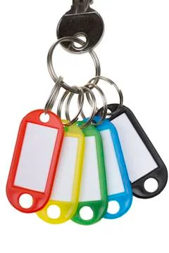 One key with five tags Stock Photos