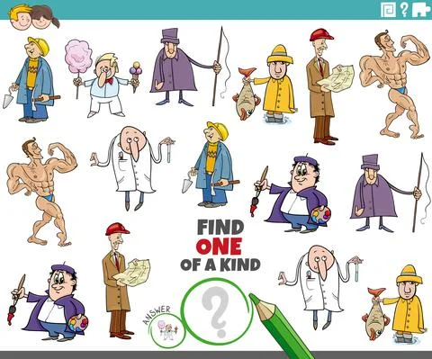 One of a kind task for children with cartoon people 스톡 일러스트