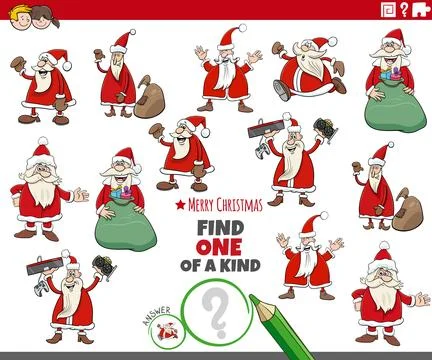 One of a kind task with Santa Clauses characters Illustrazione stock