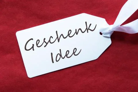 One Label On Red Background, Geschenk Idee Means Gift Idea Stock Photos