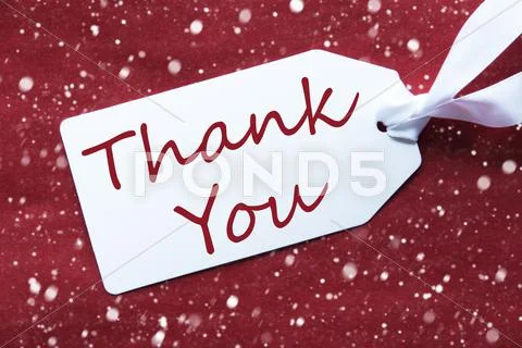 One Label On Red Background, Snowflakes, Text Thank You Stock Photos
