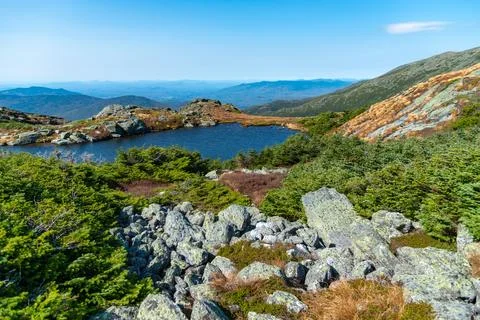 One of the "Lakes of the Clouds", view  from Ammonoosuc Ravine hiking trail.. Stock Photos