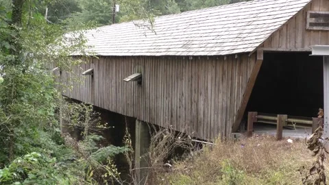 One Lane Bridge GA Side angle view of the One Lane Bridge with care going t Stock Footage 139588917
