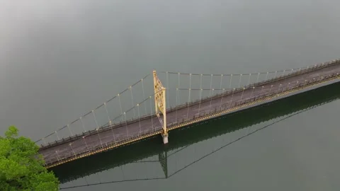 One lane suspension bridge Stock Footage