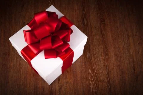 One large white gift box top view Stock Photos