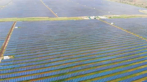 One of the largest solar power plants in Europe Stock Footage 130965555