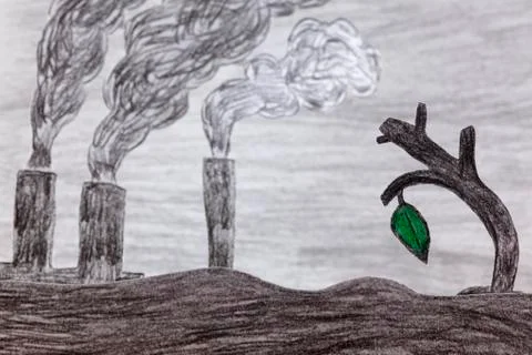 One last green leaf in our world Stock Illustration