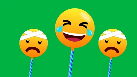 One laughing and two bad day emoji animation isolated on green background Stock Footage 270451274