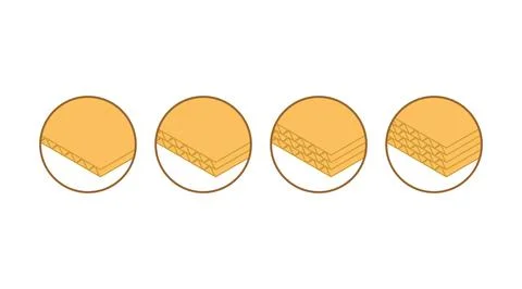 One layer of corrugated cardboard, two layers, three-layer and four-layer. .. 库存插图