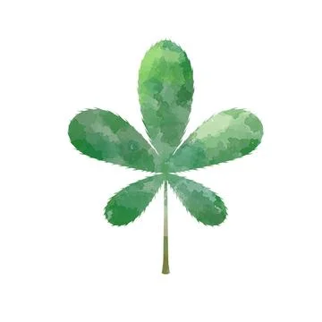 One leaf of clover on white background, watercolor illustration Stock Illustration