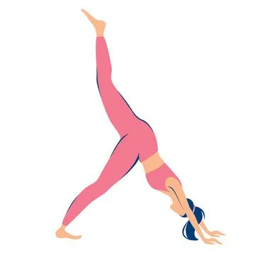 One-Leg Down Dog pose, the girl is engaged in yoga. Flat modern illustrations Stock Illustration