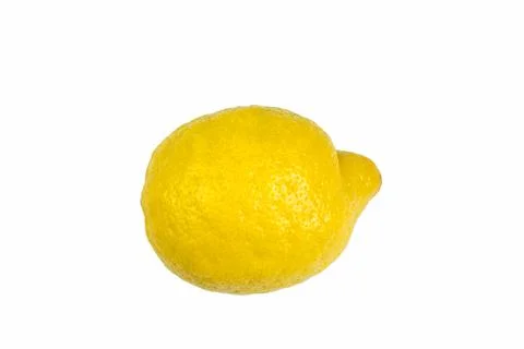 One lemon isolated on white background. Tropical fruit. Flat lay, top view. Stock Photos