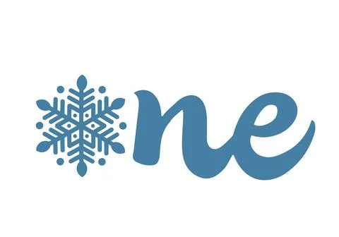 One lettering with snowflake. Winter theme baby first birthday. Vector temp.. Stock Illustration