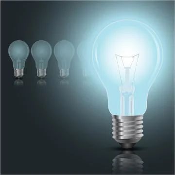 One light bulb turn on Stock Illustration