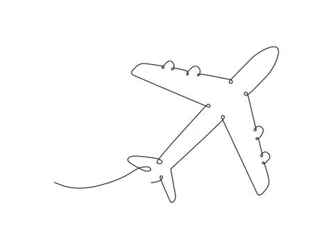 One line airplane drawing. Illustrazione stock