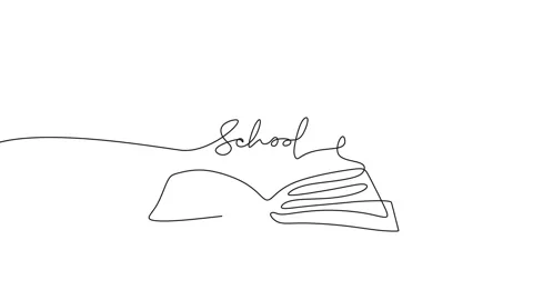 One line animation of back to school handwritten words with opened book Vidéo 227528910