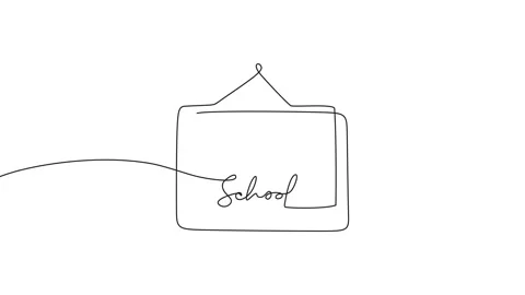 One line animation of back to school handwritten words with school board Stock Footage 227529280