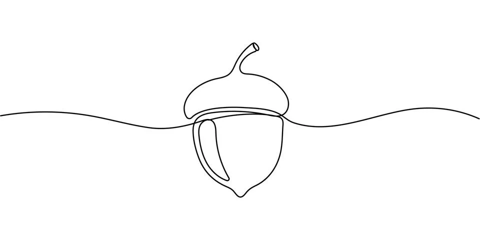 One line art acorn. Single line art. Autumn theme background Editable stroke Stock Illustration