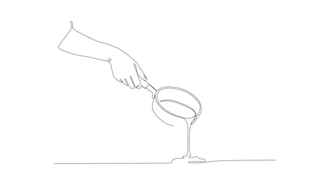 One Line Art Animation of Hand Pouring Liquid from Saucepan Stock Footage 317364005