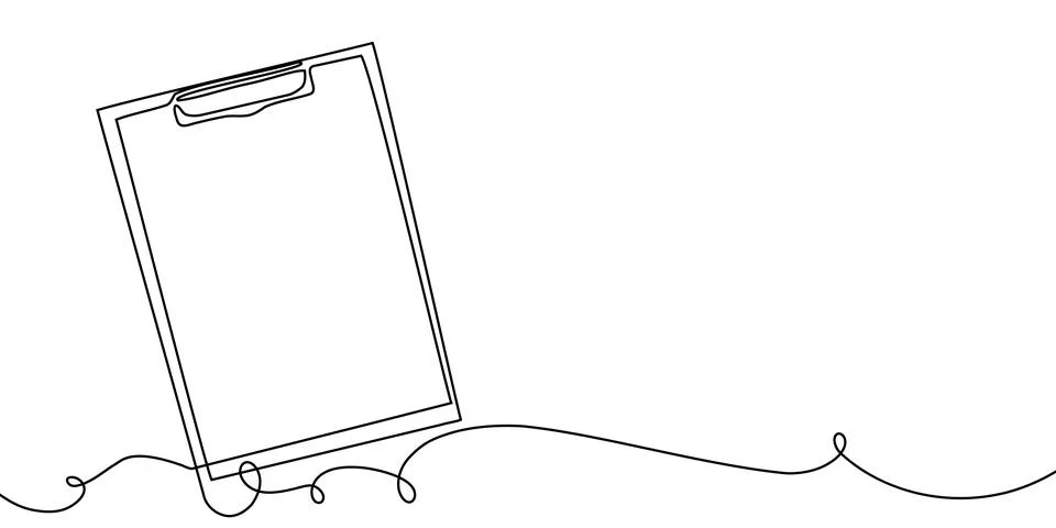One line art continuous document icon list illustration single check clipboard Stock Illustration