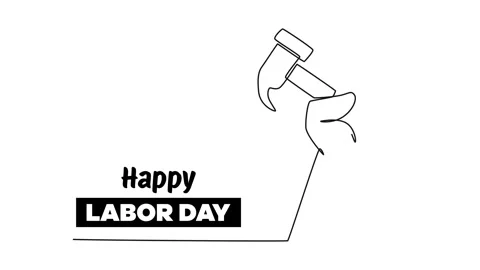 One Line Art Drawing Animation with Hammer in Hand, Labor Day Concept Stock Footage 273745852