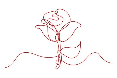One line art rose vector illustration Illustrazione stock
