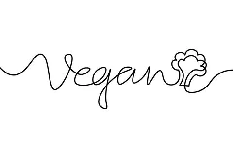 One line broccoli stem. Black and white monochrome continuous single line art Stock Illustration