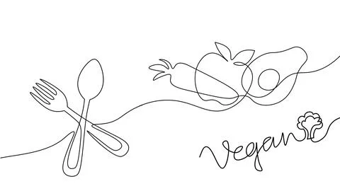 One line broccoli stem. Black and white monochrome continuous single line art Stock-Illustration