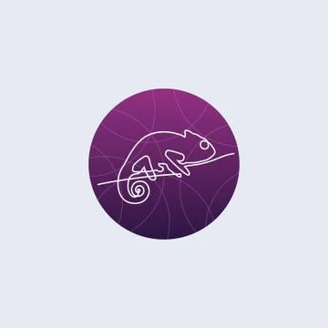 One line chameleon logo Stock Illustration