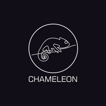 One line chameleon logo Stock Illustration