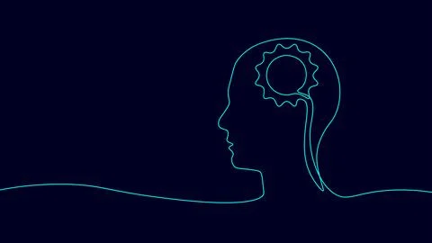 One line coaching session problem solution concept. Creative idea mindset line Stock Illustration