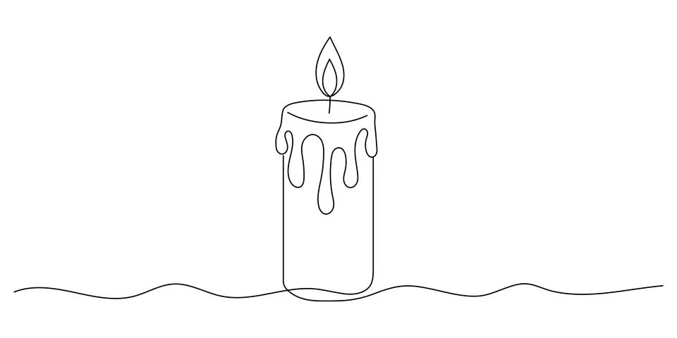 One line continuous candle Editable stroke Stock Illustration